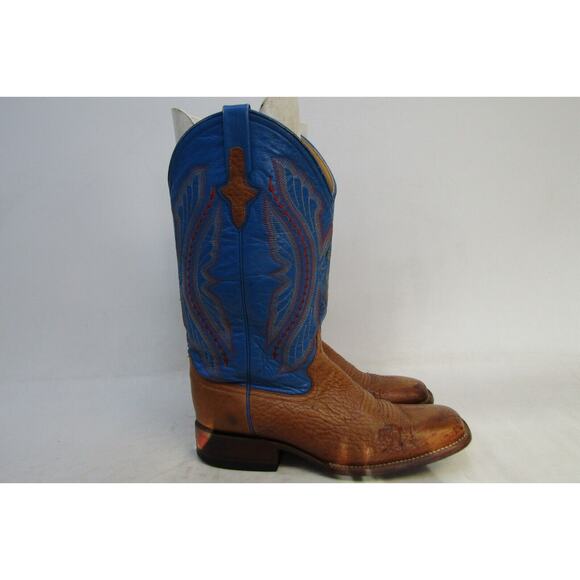 Ferrini Mens Size 10 D Blue Brown Leather Cowboy Western Boots main image 9
